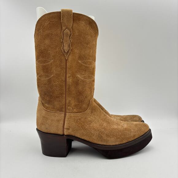 Lucchese Suede Platform Roper Boots Men\'s 13D Western Cowboy main image 10